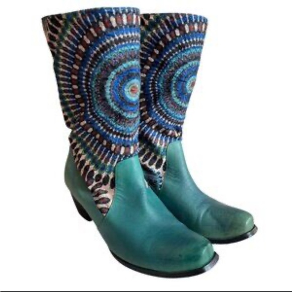 Spring Step L'Artiste Womens Peru Boots EUR 39 US 8 Turquoise Aztec Artsy NEW - Picture 1 of 9